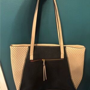 Elegant Black and Cream Tote Bag, Blanche NYC